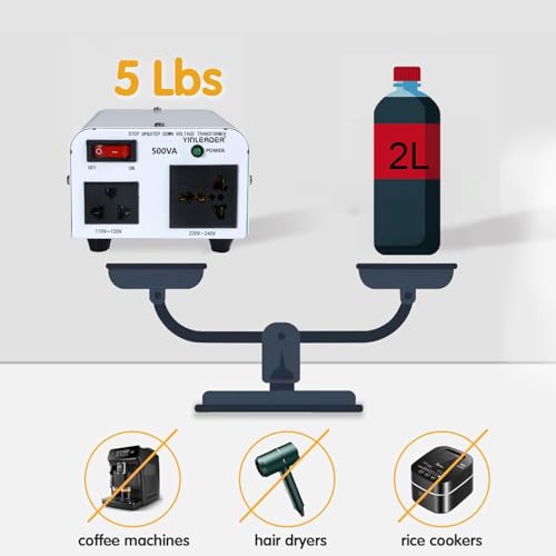 Image of 500W 110V to 220V Voltage Converter Transformer Step Up /Down | 110-120V /220-240V w /US Power Cord,White