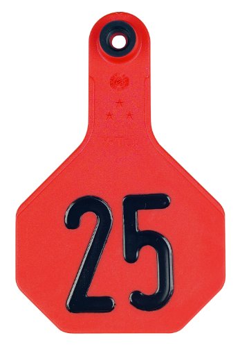 YTex 3 Star Medium Red Cattle ID Ear Tags Numbered 76-100