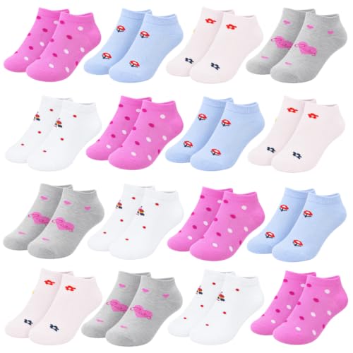 Nakloe Lot de 12 paires de chaussettes courtes respirantes en coton pour fille, multicolore, 33-36