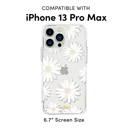 Case-Mate Iphone 13 Pro Max Case For Women [10Ft Drop Protection] [Wireless Charging] Tough Prints Phone Case For Iphone 13 Pro Max - Cute Gold Foil Element Iphone Case, Anti Scratch - Glitter Daisies #TOP2
