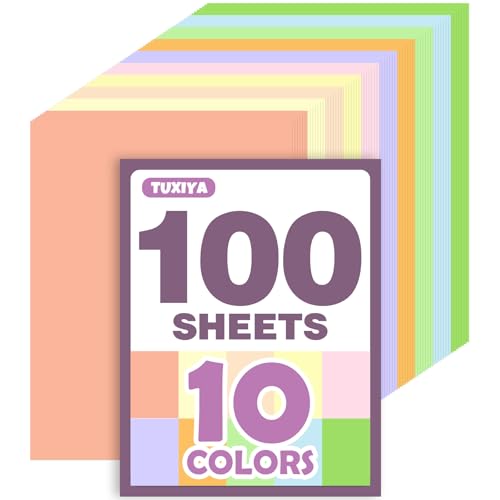100 Sheets 8.5 X 11 Colored Cardstock 10 Assorted Macaron Colors 150GSM/56LB Construction Paper Card Stock Printer Paper for Printing Card Making DIY Crafts School Supplies Party Decorations