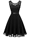 BeryLove Femme Robe de Cocktail Courte Top Dentelle Jupe Mousseline Swing pour Bal Mariage BLP7005Black M