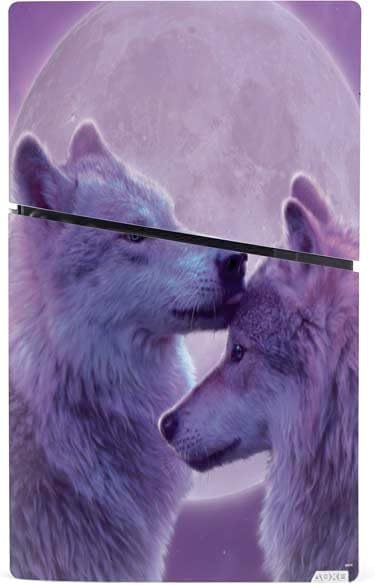 Skinit Decal Gaming Skin Compatible with PS5 Slim Digital Edition Console - Officially Licensed Loving Wolves by Vincent HIE Design