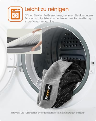Feandrea Orthopädisches Hundebett, Hundekissen, Hundekorb, weiche Polsterung, Hundesofa, erhöhte Ränder, Bezug abnehmbar und waschbar, 120 x 85 x 18 cm, rutschfeste Unterseite, hellgrau PGW078G02V1
