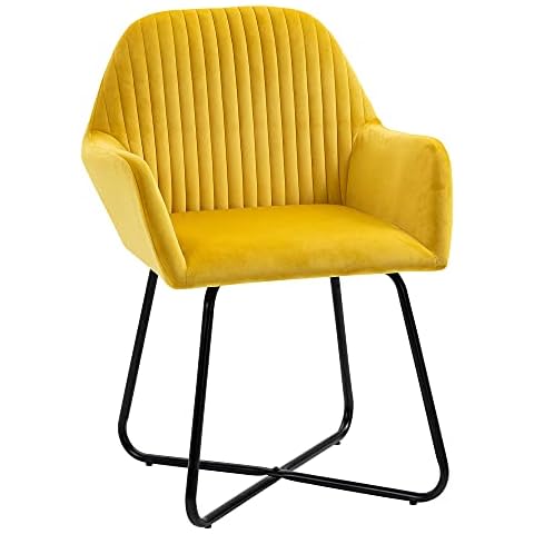 HOMCOM Velvet-Touch Accent Chair with Metal Base Cover