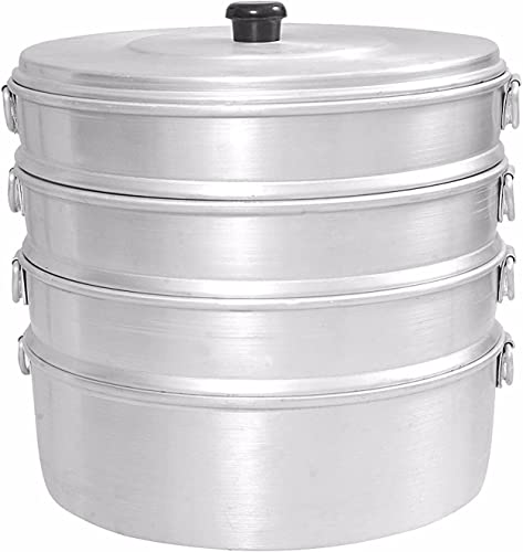 Radhna Indian Traditional Indian Aluminium Momos Steamer 8" With 4 Tier Water Capacity 2.3 Liters