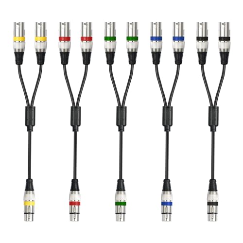 Hualeu 2055YMMF-05 5Pack 5 Color 1.5Ft Xlr Female To Dual Xlr Male Y Splitter Cable cover