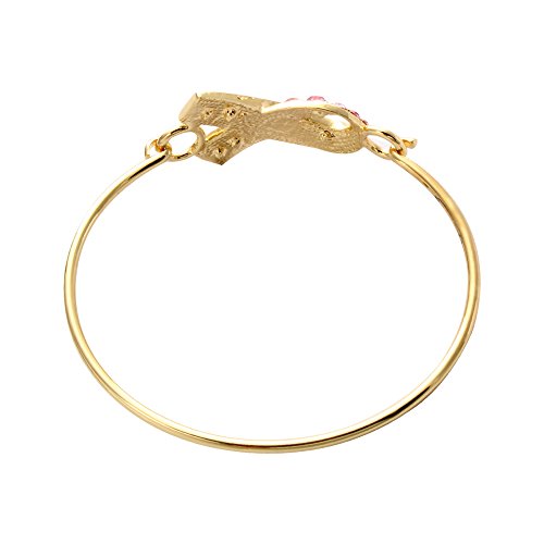 Senfai Pink Ribbon Breast Cancer Support Survivor Bracelet Engraved Gift Jewelry For Cancer Survivor Or Patient (Bangle, Rhodium-Plated-Base-Metal) #TOP2