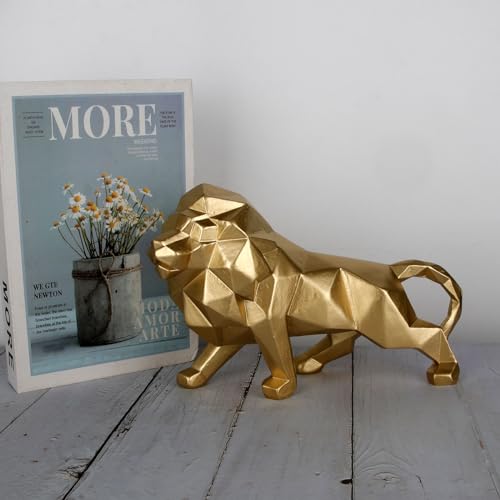 Escultura León Dorado Abstracta Geométrica para Decoración miniatura 6