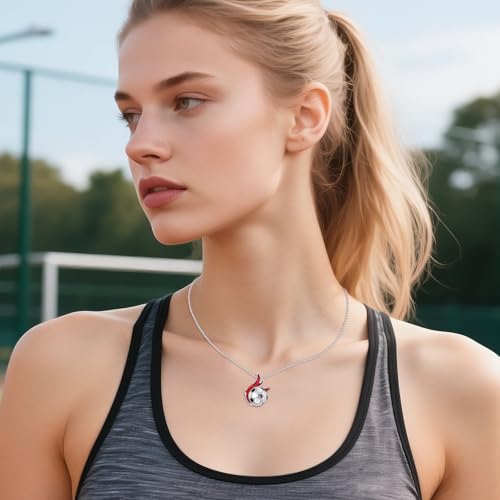 KQF Sports Necklace Baseball/Basketball/Volleyball Necklace 925 Sterling Silver Sports Headphone Pendant Jewelry Gift for Men Women Sports Fans2