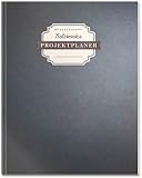 DÉKOKIND Projektplaner | DIN A4, 100+ Seiten, Register, Kontakte, Vintage Softcover | Für über 50 Projekte geeignet| Motiv: Schlichte Wand