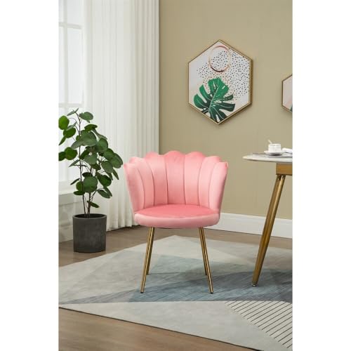 Image of Set of 2 Accent Chair for Living Room | Modern Armchair in Soft Velvet Fabric with Sturdy Legs | Premium Chair for Home Living Room Bedroom Restaurent | (Flower Design, Baby Pink)