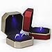 AVESON Luxury Ring Box, Square Velvet Wedding Ring Case Jewelry Gift Box with LED Light for Proposal Engagement Wedding, Gold