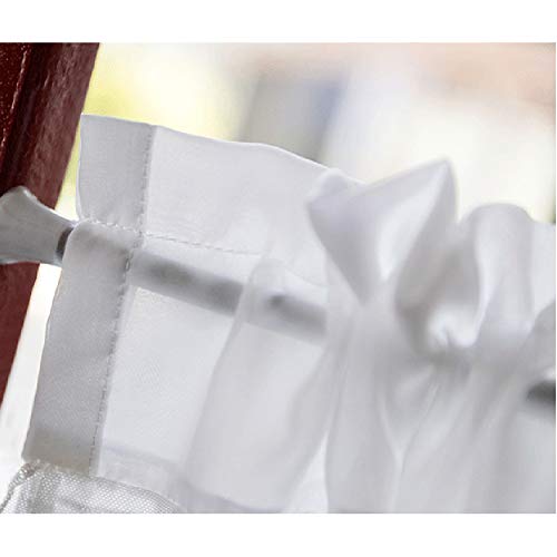 Cortina corta blanca y minimalista que protege del polvo tus estantes y puertas de armario 7