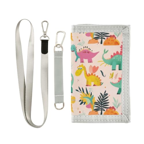 Wusikd Dinosaurs Kids Wallet for Boys Girls Fun Colored Toddler Trifold Wallet Novelty Wallet for Teens Women Men