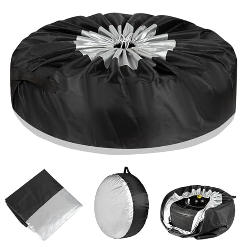PLUSHCEWT Funda protectora impermeable para neumáticos de repuesto de tela Oxford, a prueba de polvo, bolsas de almacenamiento de neumáticos de repuesto para coche, remolque, RV, UV, SUV, vehículo,