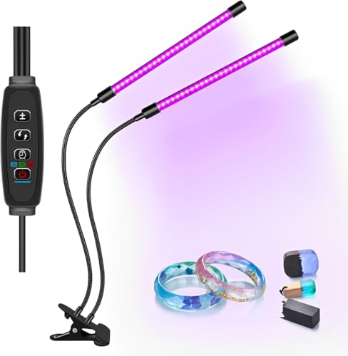 roperry 20w UV Black Light, Timing Settings, 10 Dimmable Levels UV Light, Dual Head 54LEDs Blacklight, 395-405nm LED UV Lamp for Glow in The Dark, Stage Lighting, Body Paint, Cure 3D Printer Resin
