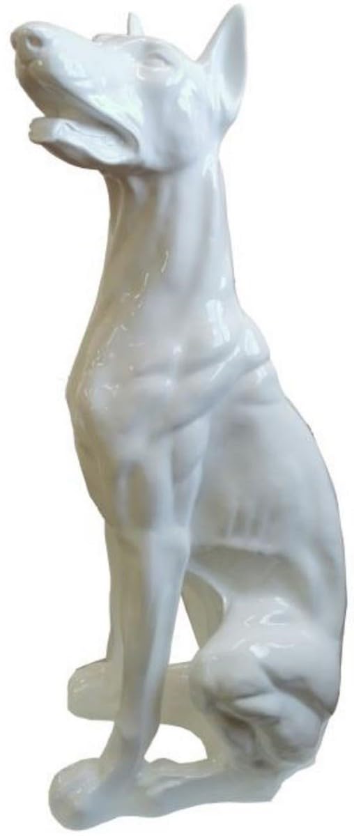 Casa Padrino Scultura Decorativa di Lusso Cane Doberman Bianco A. 80 cm - Grande Figura Decorativa - Scultura Decorativa XXL - Figura Decorativa XXL - Figura Animale XXL - Figure XXL di Lusso