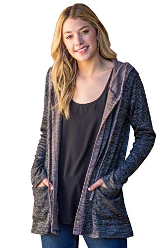 Image of Eloges Women's Multi Stripe Soft Knit Open Cardigan with Suede Elbow Patch