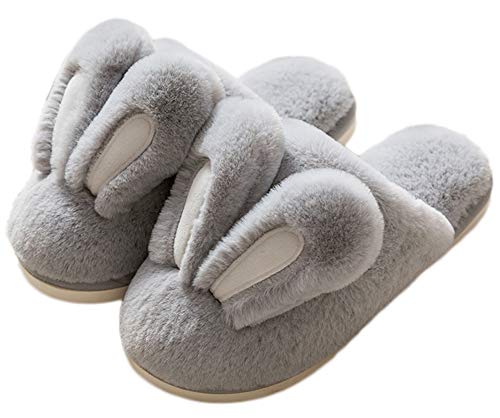 Women Cute Rabbit Ear Plush Slippers House Non-Slip Fluffy Bunny Slipper Indoor Warm Plush Animal Shoes