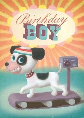 Treadmill Dog Greeting Card by Stephen Mackey