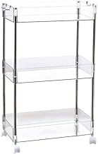 UgyDuky Slim Storage Cart 3 Tier with Wheels, Clear Bathroom Cart Organizer, Mobile Shelving Unit Rolling Utility Cart, Slide Out Organizer for Kitchen, Bathroom, Laundry, Narrow Places, Office(Transparent)