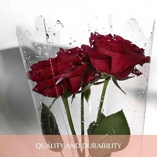 BBJ WRAPS Clear Flower Bags For Bouquets Waterproof And Durable Bouquet Sleeves For Florists, Flower Cellophane Bags For Florist Arrangements Supplies, 12x3x16 Inch, 100 Counts(M)