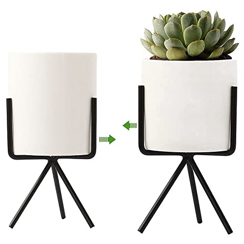 Vasi Di Piante, Bianco Vasi Vaso Di Fiori, Vasi In Ceramica Con Porta Supporto, Fioriera Per Interni Per Piante E Fiori, Moderno Ceramica Vaso Per Pianta, Per Succulenta, Cactus E Erba, Con Supporto