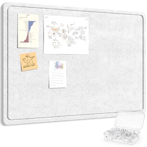 Lifewit Cork Board Alternative, 35.4"x 23.6" Bulletin Board with Self-Adhesive, Decorative Felt Pin Board Vision Board Message Board with 50 Pushpins for Office Wall Decor, Room Decor, Gray