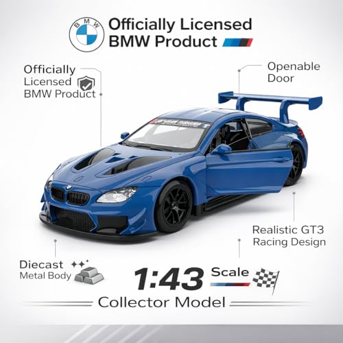 Image of Wizplex MSZ Official Licensed BMW M6 GT3 Diecast Model Car 1:43 Scale | Premium Metal Motorsport Collectible Replica | Display Showpiece & Gift for Car Lovers