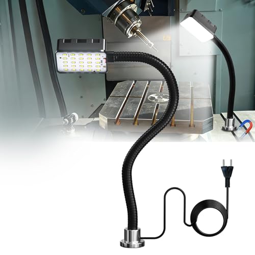 Lampada da lavoro magnetica, LED 15W 6000K per macchine, con collo d'oca flessibile e base magnetica potente, per banco da lavoro, cucito, tornio, barbecue, officina, illuminazione industriale