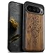 kompatibel mit günstig Kaufen-Carveit Natürlich Holz Handyhülle für Pixel 9 Pro XL hulle [Einzigartiges Design Cover] Stoßstange Case Kompatibel mit Google Pixel 9 Pro XL Hülle（Nussbaum-Wikingerkompass Vegvisir）