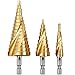 Rovtop 3PCS Spiralnut Stufenbohrer Set aus HSS Edelstahl Bithalter Schälbohrer Kegelbohrer Konusbohrer Metallbohrer Bohrer Satz 4-12mm/4-20mm/4-32mm