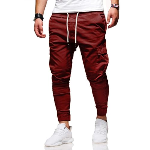 Men's Stylish Work Cargo Hiking Pants Cotton Casual Joggers Comfort Pants Elastic Waist Stretch Trousers