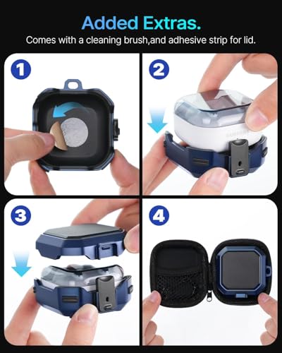 Image of Meyaar Safety Lock Case for Samsung Galaxy Buds 4 Pro /for Galaxy Buds 4 Case (2026) [Compatible with MagSafe] with Cleaning Kit & Keychain, (Blue)