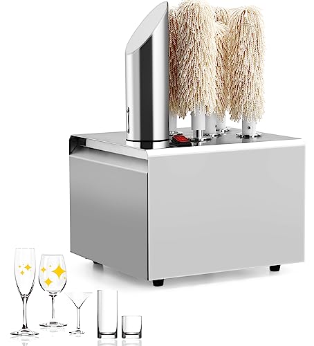 GARVEE Commercial Glass Polisher Electric Wine Glass Polishing Machine with 5 Polishing Cloth Washers Stainless-Steel Glass Washer for Bars, Restaurants, Hotels, Kitchen,Winery