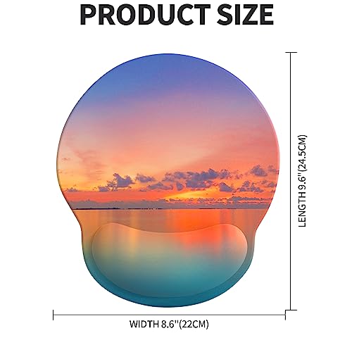 Image of eulps Mouse Pad with Wrist Rest, Comfortable Computer Mousepad with Gel Wrist Support Smooth Surface and Non-Slip PU Base for Pain Relief, Laptop, Office & Home (Oceanic Sunset)