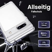 Liisooka Hülle für Google Pixel 7a, Militärische Ultra Slim Handyhülle, Nie Vergilbung, Kratzfeste, Harte PC-Rückseite Case, Stoßsichere Transparente Schutzhülle, Durchsichtig – Ansicht 4
