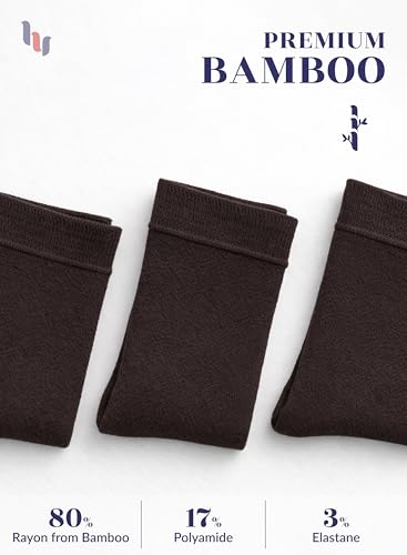 Image of Hugh Ugoli Women's Thin Soft Rayon Derived from Bamboo Crew Socks for Dress, Trouser, Seamless Toe & Non-Binding, 5-8 /9-11