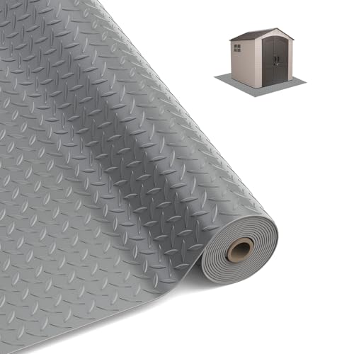 Garage Floor Mat, 2.8mm Thickness Diamond Plate Vinyl Garage Flooring Roll Large Size for SUVs, MPV, Pickup Truck(3.9 * 7FT) Grey by KDSOM - Used condition - US$21.27