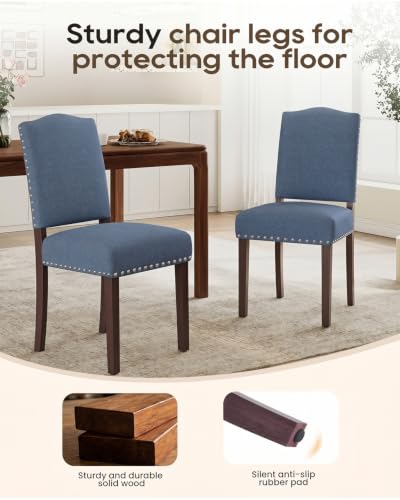 Image of Upholstered Dining Chairs Set of 2 with Thickened Seat Cushion