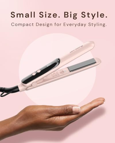 Image of ANNLARY Mini Hair Straightener for Travel, Small Flat Iron | Portable Dual Voltage Straightener with LED Display, Adjustable Temperature, Negative Ion, Titanium Plates for Short Hair