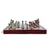 Agirlgle Retro Metal Chess Set with Folding Wooden Chess Board and Classic Handmade Standard Pieces Metal Chess Set for Kids Adult