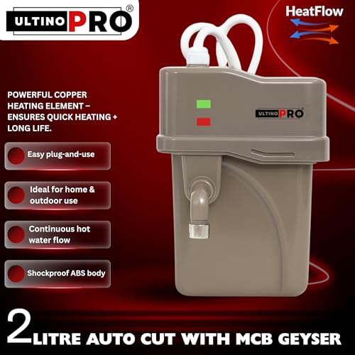 Image of 2 Litre Instant Water Geyser | Portable Electric Water Heater with Auto Cut-Off | Fast Heating ABS Body | Energy-Efficient | Bathroom, Kitchen, Office & Restaurants (White With MCB)
