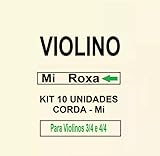 Kit 10 cordas mi (e) avulsa para violinos 3/4 e 4/4 aço tensão alta