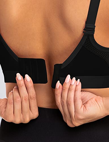 Zerobound Women's Sports Bra High Impact Lightly Lined Underwire V Neck Full Figure Running Workout Bras Black #TOP6