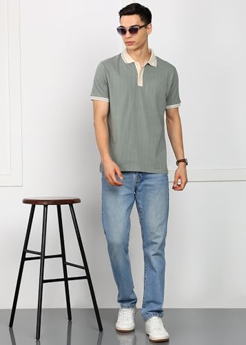 Image of Alan Jones Clothing Men's Textured Cotton Rich Polo T-Shirt | Classic Short Sleeve Polo for Casual Wear