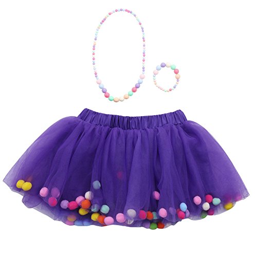 WOCACHI Toddler Baby Girl Dresses, 3Pcs Baby Girls Kids Tutu Ballet Skirts+Bracelet+Necklace Party Set Newborn Mom Daughter Son Coverall Layette Sets Best Gift Multi Essentials 0-3M