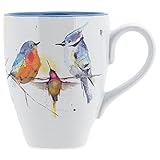 DEMDACO Dean Crouser Little Birds On Branch Watercolor Blue 12 ounce Ceramic Stoneware Coffee Mug
