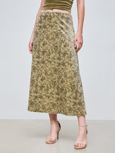CIDER Skirt Maxi for Women Floral Print Velvet Mid Waist Long A Line Elegant Flowy Maxi Skirt2
